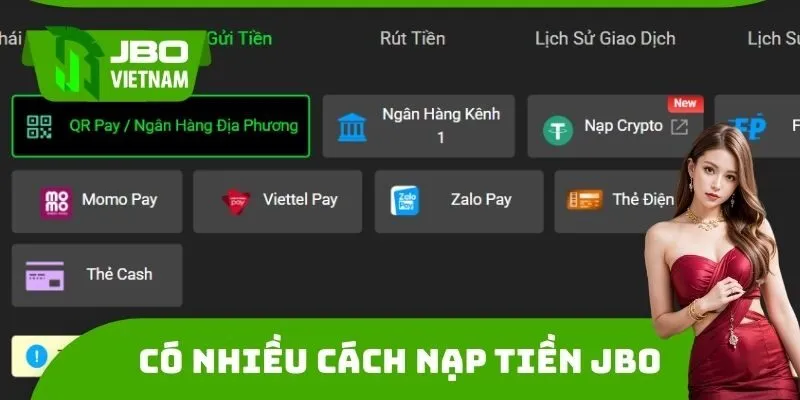 Có nhiều cách nạp tiền JBO