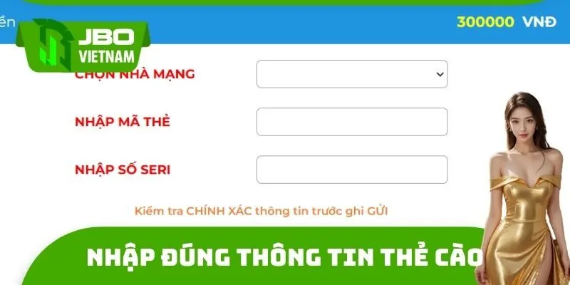 Nhập đúng thông tin thẻ cào
